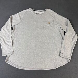 Carhartt Force Mens XL Relaxed Fit Long Sleeve Pocket T-Shirt Heather Gray Work